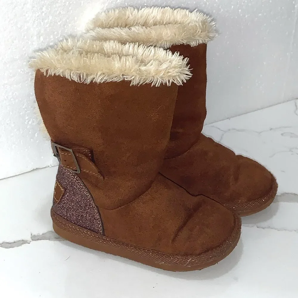 Oshkosh B’Gosh | Little Girls Winter Faux Fur Lined Brown Boots Size 7 toddler